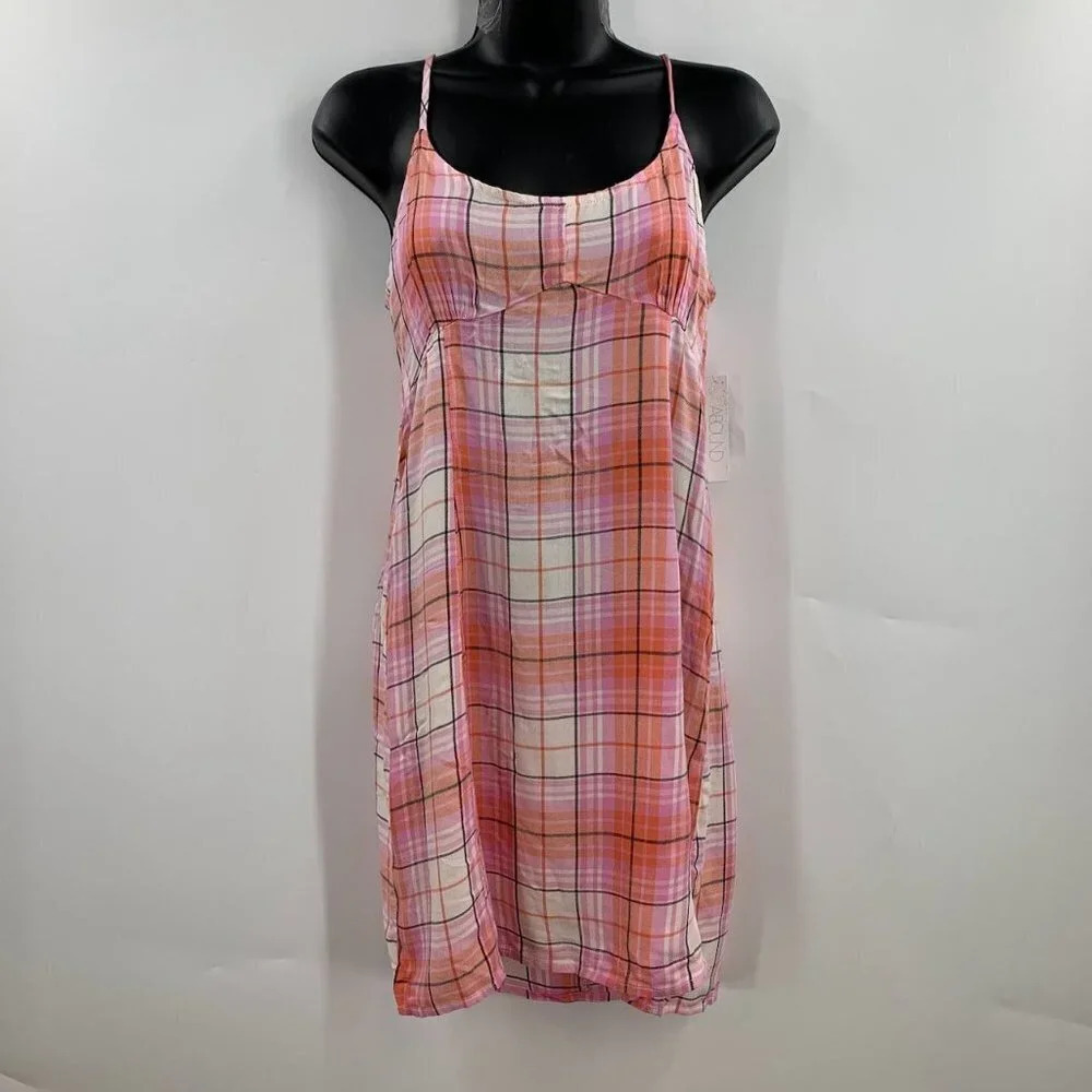 Abound Nordstrom Women's Plaid Spaghetti Strap Lightweight Mini Dress Size M NWT